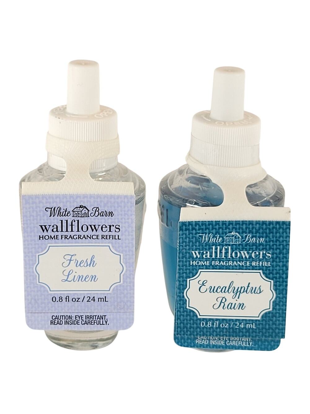 Bath & Body Works Wallflower Refills Fresh Linen. Eucalyptus Rain 0.8oz Lot of 2